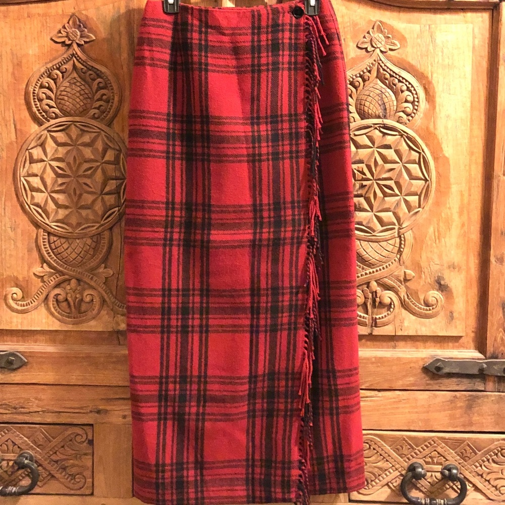 Cambridge Country Long Red Plaid Skirt